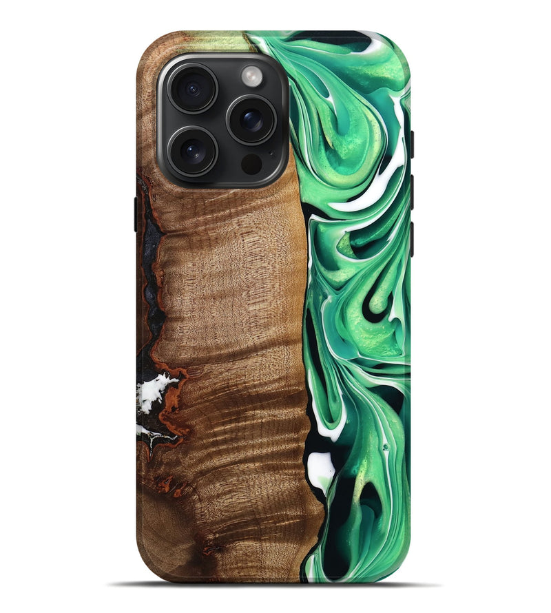 iPhone 16 Pro Max Wood Live Edge Phone Case - Larissa (Green, 742971)