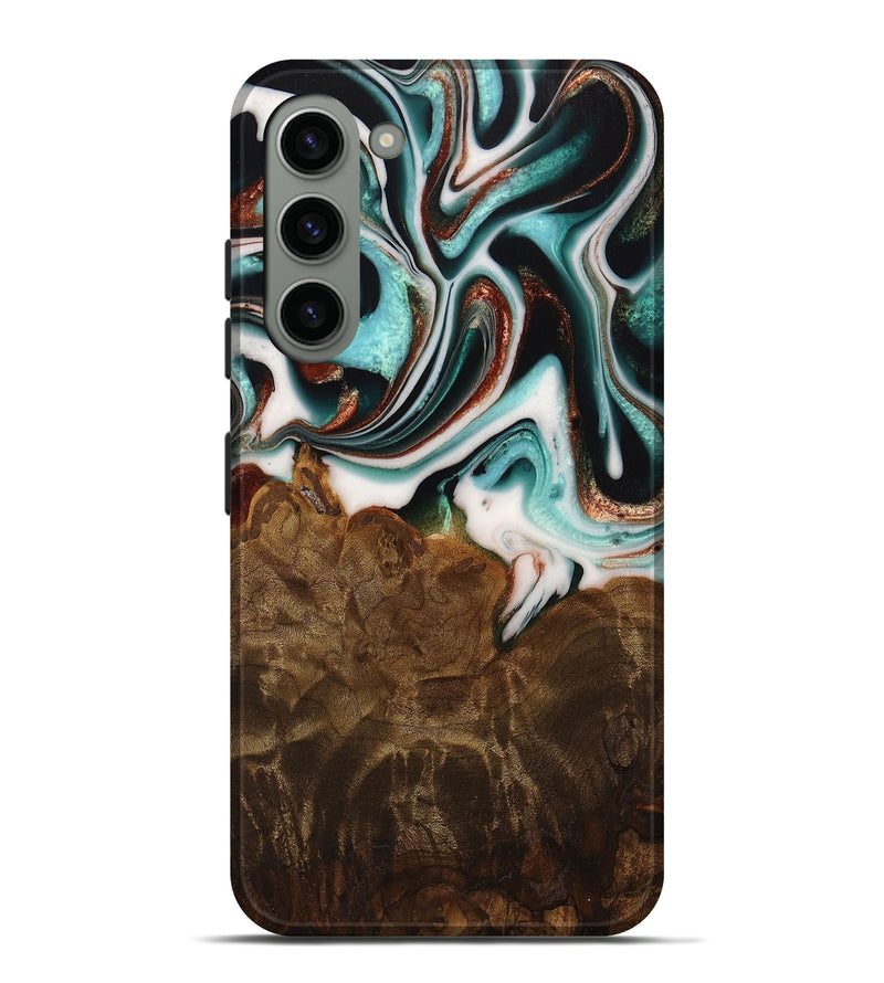 Galaxy S23 Plus Wood Live Edge Phone Case - Ulla (Teal & Gold, 742972)