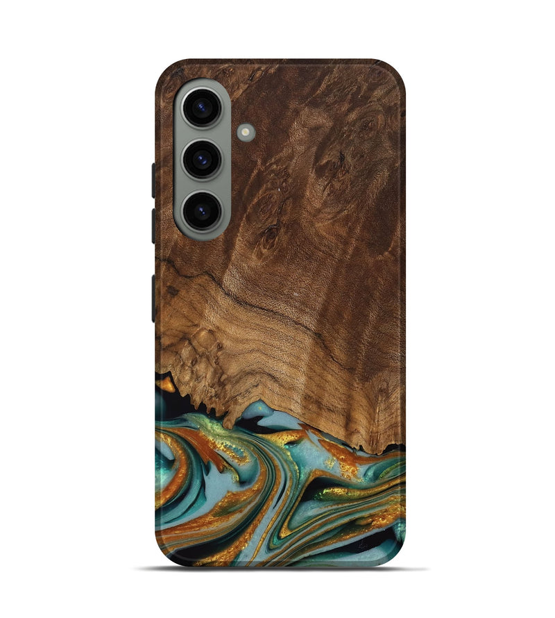 Galaxy S24 Wood Live Edge Phone Case - Huong (Teal & Gold, 742973)