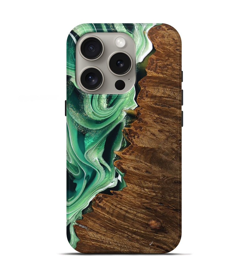 iPhone 16 Pro Wood Live Edge Phone Case - Arlyn (Green, 742977)