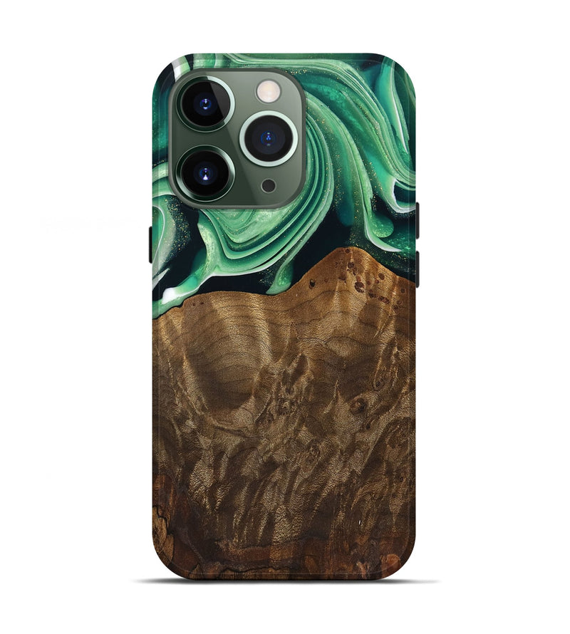 iPhone 13 Pro Wood Live Edge Phone Case - Piper (Green, 742978)