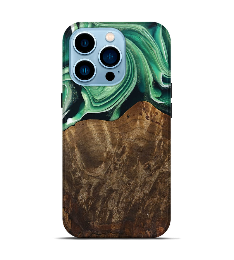 iPhone 14 Pro Wood Live Edge Phone Case - Piper (Green, 742978)