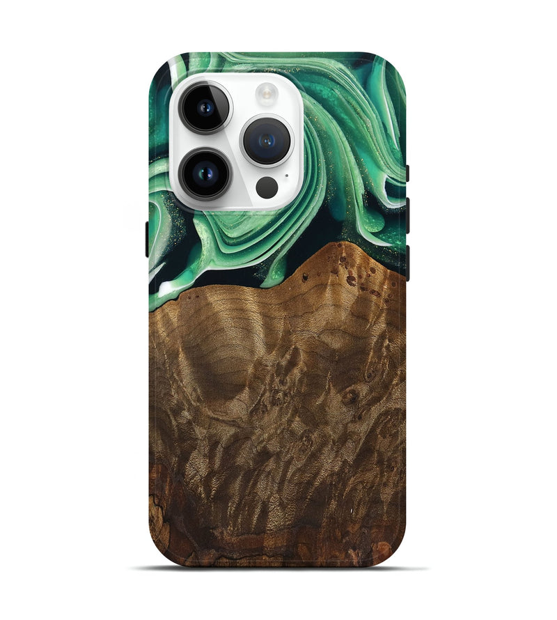 iPhone 15 Pro Wood Live Edge Phone Case - Piper (Green, 742978)