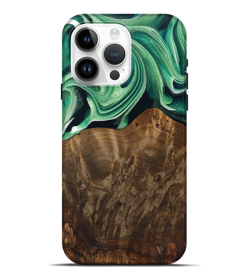 iPhone 15 Pro Max Wood Live Edge Phone Case - Piper (Green, 742978)