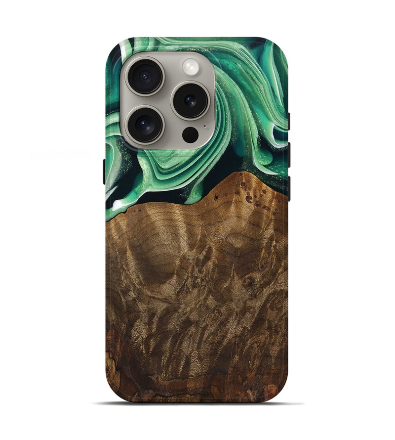 iPhone 16 Pro Wood Live Edge Phone Case - Piper (Green, 742978)