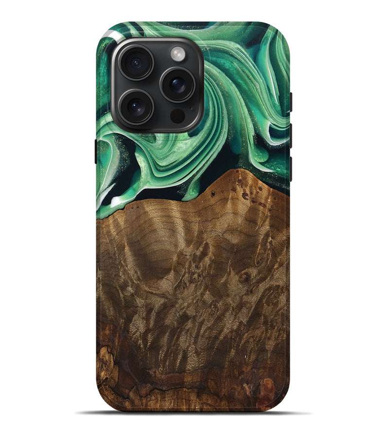 iPhone 16 Pro Max Wood Live Edge Phone Case - Piper (Green, 742978)