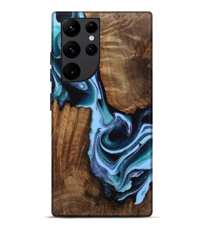 Galaxy S22 Ultra Wood Live Edge Phone Case - Gunfer (Blue, 742980)