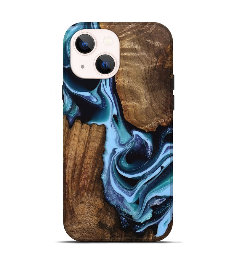 iPhone 14 Wood Live Edge Phone Case - Gunfer (Blue, 742980)