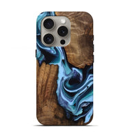 iPhone 16 Pro Wood Live Edge Phone Case - Gunfer (Blue, 742980)