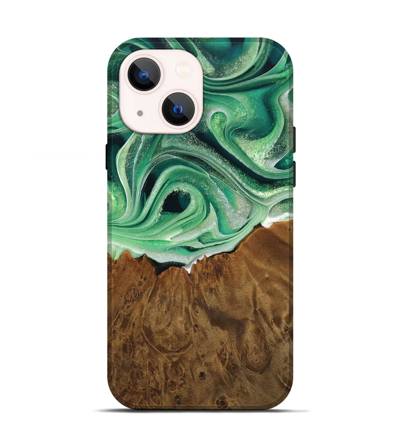 iPhone 13 Wood Live Edge Phone Case - Chrissy (Green, 742981)