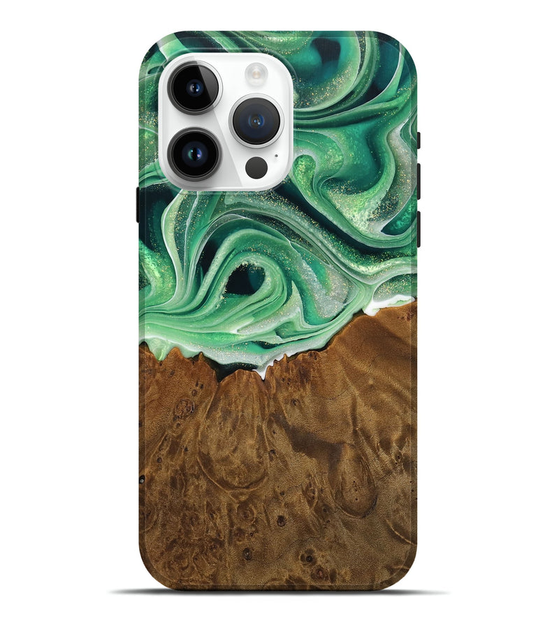 iPhone 15 Pro Max Wood Live Edge Phone Case - Chrissy (Green, 742981)