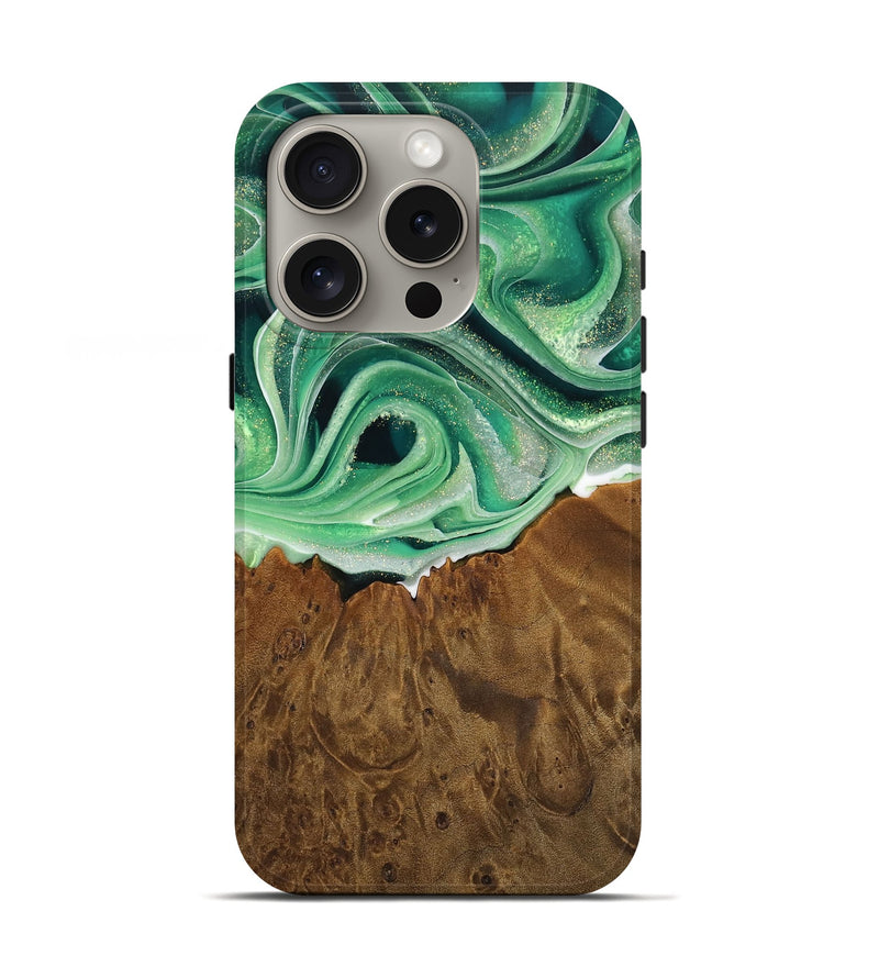 iPhone 16 Pro Wood Live Edge Phone Case - Chrissy (Green, 742981)