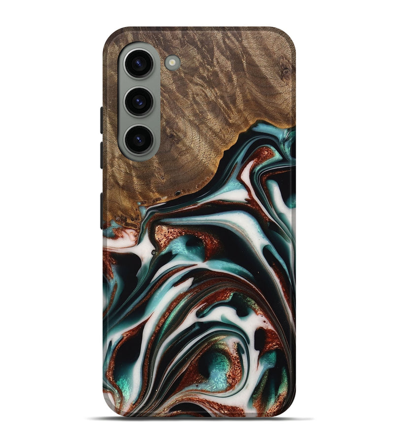 Galaxy S23 Plus Wood Live Edge Phone Case - Cherryl (Teal & Gold, 742982)