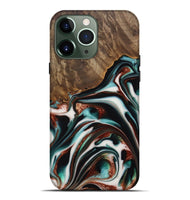 iPhone 13 Pro Max Wood Live Edge Phone Case - Cherryl (Teal & Gold, 742982)