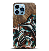 iPhone 14 Pro Max Wood Live Edge Phone Case - Cherryl (Teal & Gold, 742982)