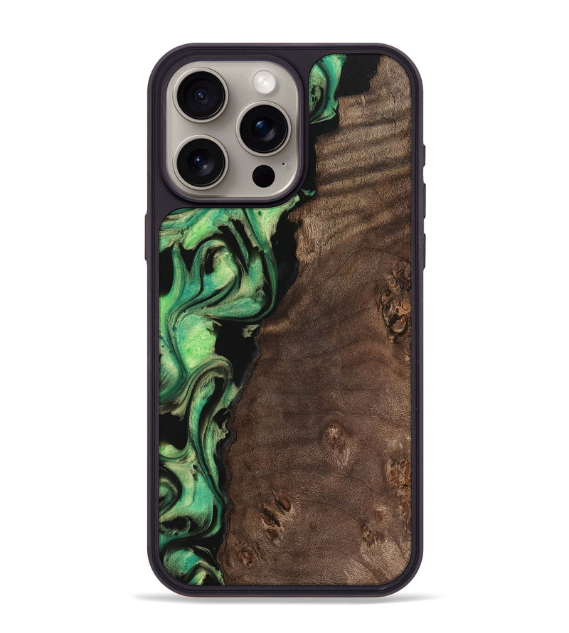 iPhone 15 Pro Max Wood Phone Case - Tomas (Green, 743005)