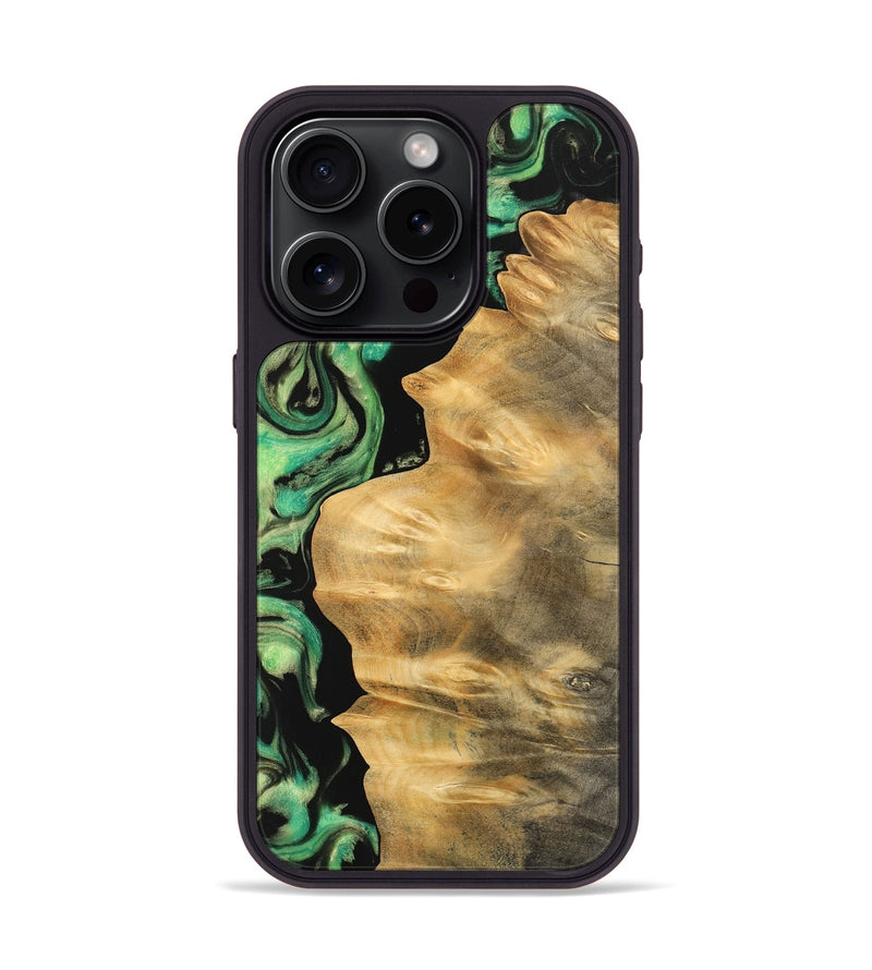 iPhone 15 Pro Wood Phone Case - Lesa (Green, 743007)