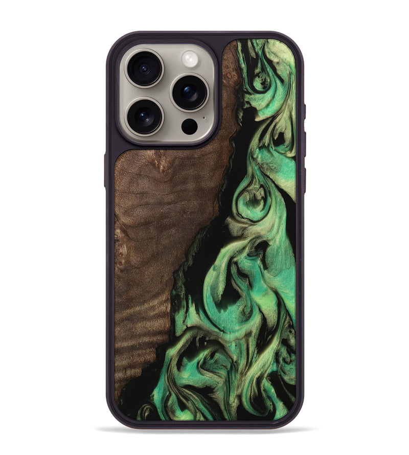 iPhone 15 Pro Max Wood Phone Case - Ayako (Green, 743008)