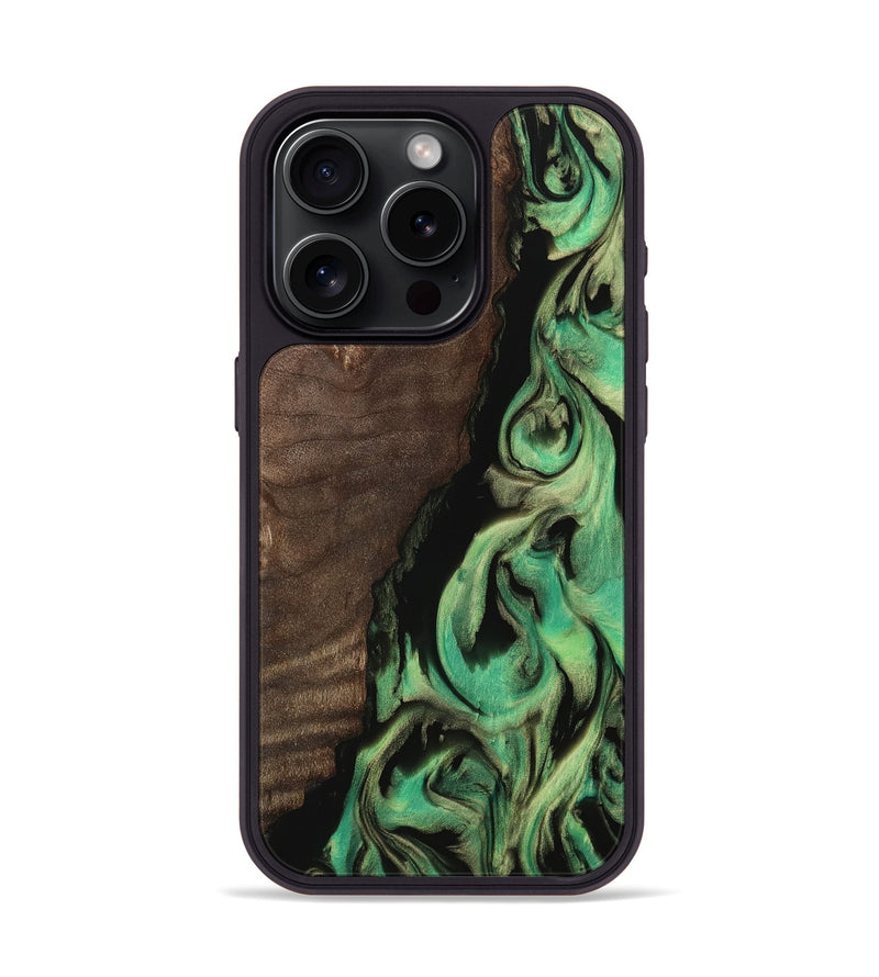 iPhone 15 Pro Wood Phone Case - Ayako (Green, 743008)