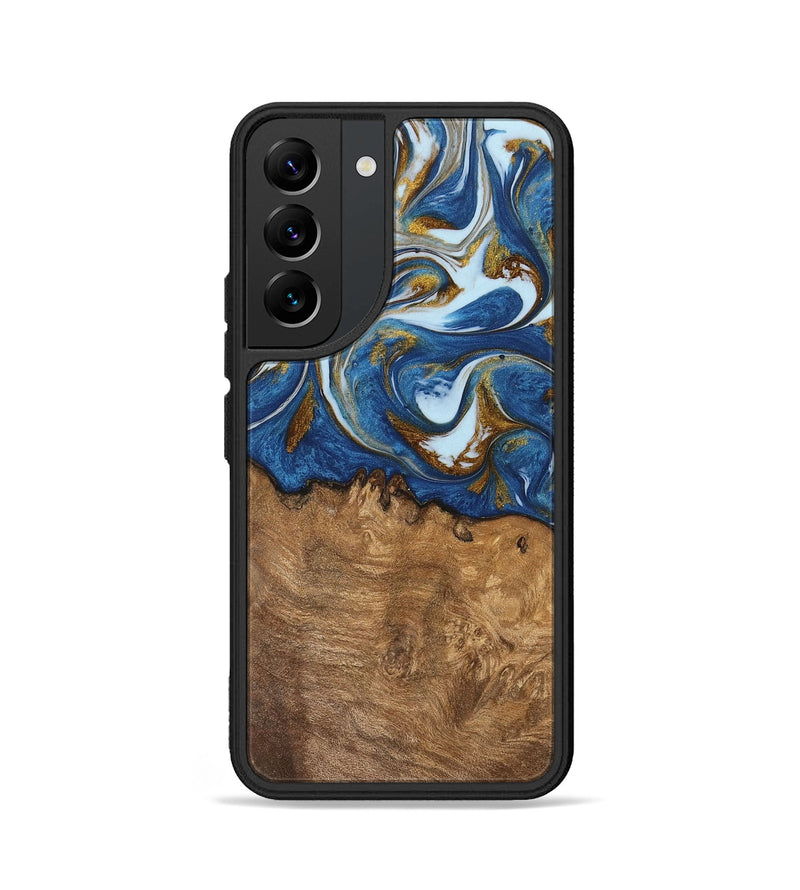 Galaxy S22 Wood Phone Case - Haroon (Teal & Gold, 743031)