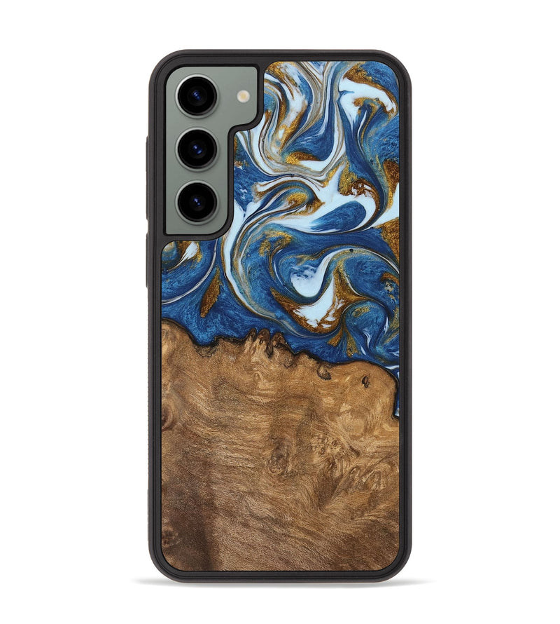 Galaxy S23 Plus Wood Phone Case - Haroon (Teal & Gold, 743031)