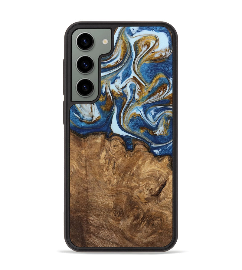 Galaxy S23 Plus Wood Phone Case - Rice (Teal & Gold, 743032)