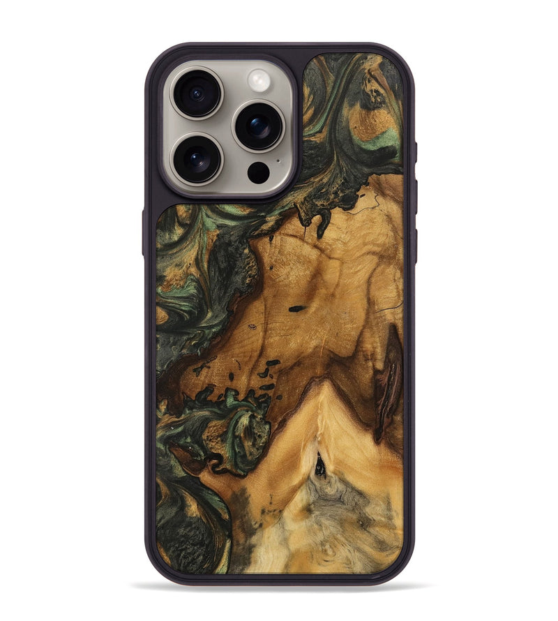 iPhone 15 Pro Max Wood Phone Case - Patches (Green, 743041)