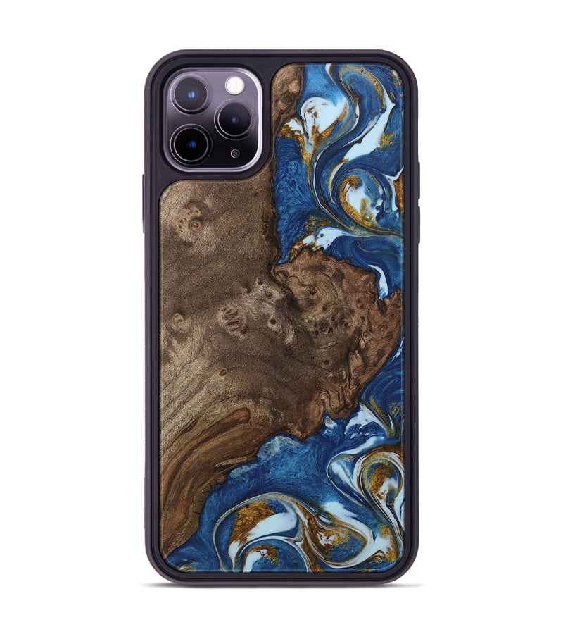 iPhone 11 Pro Max Wood Phone Case - Cornie (Teal & Gold, 743053)