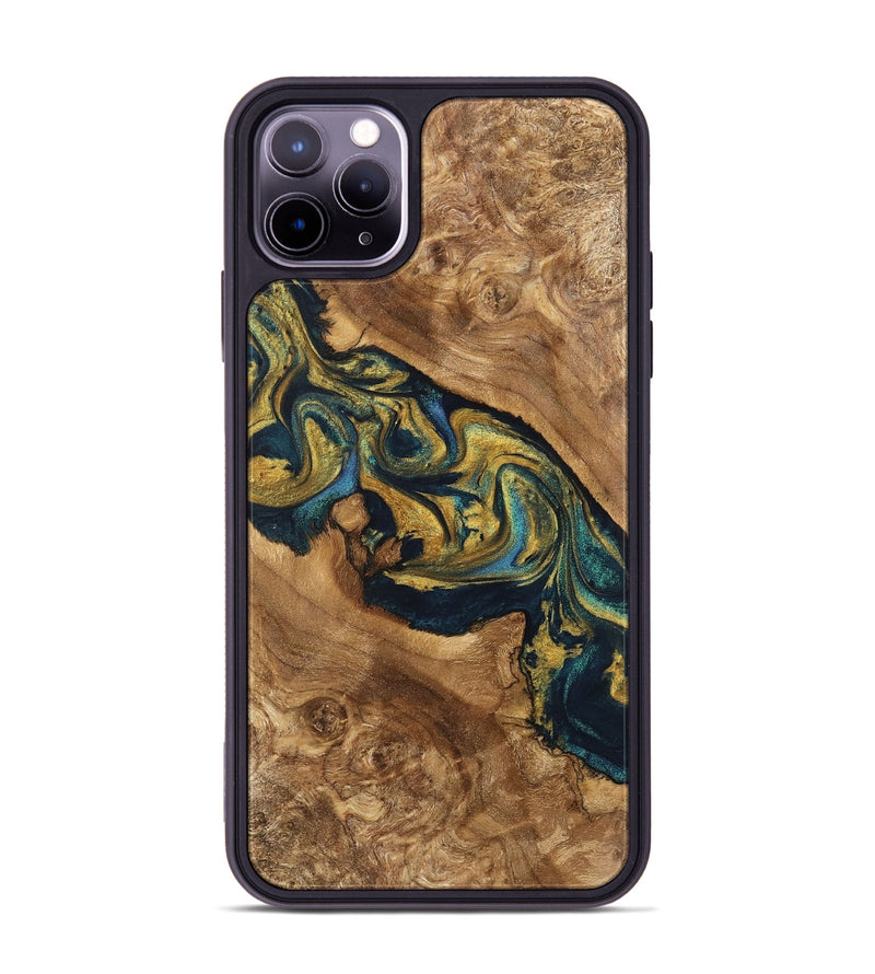 iPhone 11 Pro Max Wood Phone Case - Kamryn (Teal & Gold, 743057)