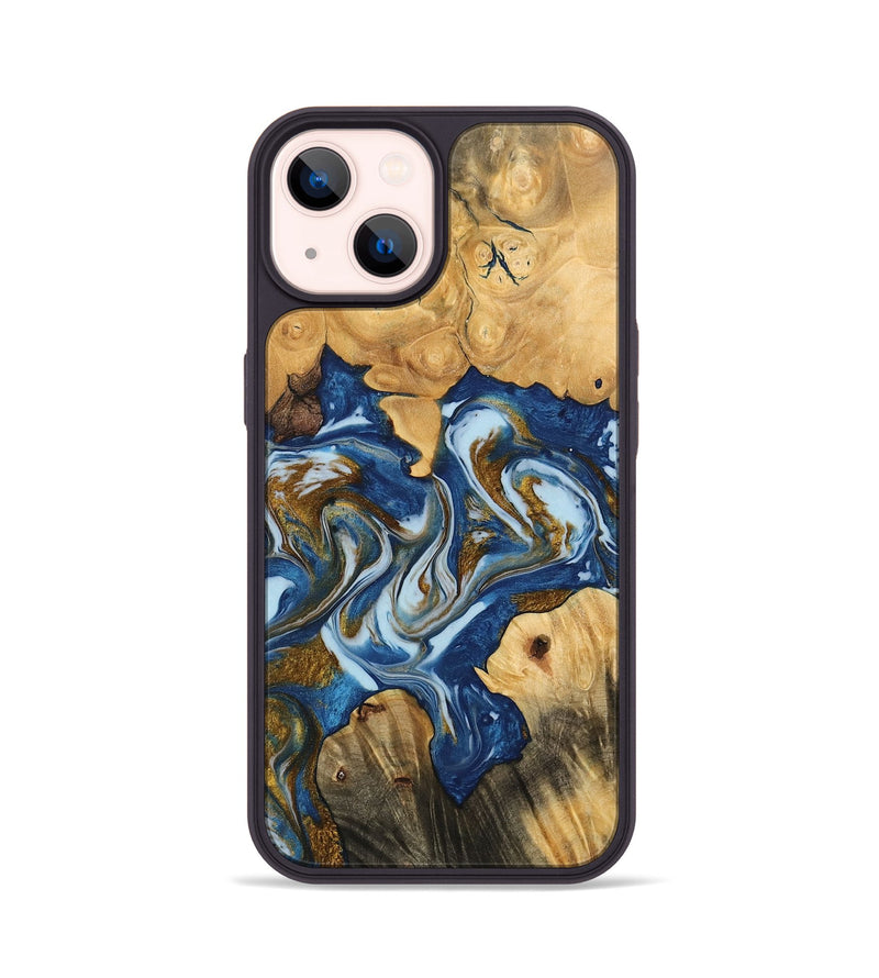 iPhone 14 Wood Phone Case - Lissi (Teal & Gold, 743064)