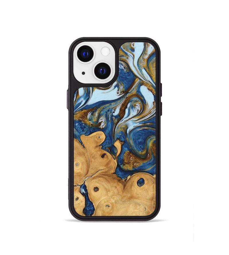 iPhone 13 mini Wood Phone Case - Gussie (Teal & Gold, 743067)