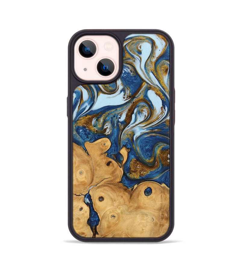 iPhone 14 Wood Phone Case - Gussie (Teal & Gold, 743067)