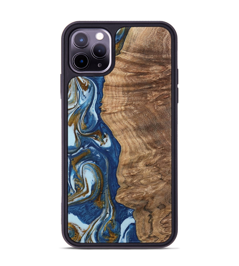 iPhone 11 Pro Max Wood Phone Case - Chong (Teal & Gold, 743070)