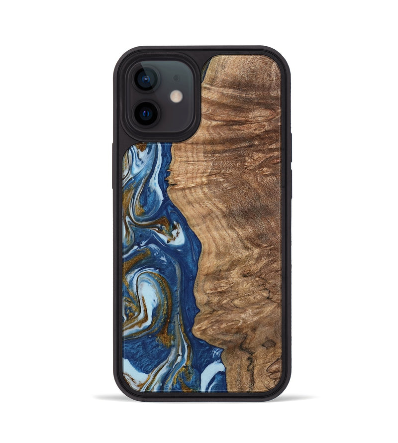 iPhone 12 Wood Phone Case - Chong (Teal & Gold, 743070)