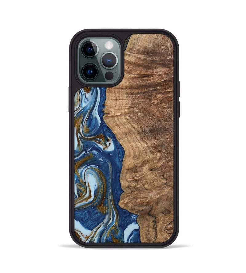 iPhone 12 Pro Wood Phone Case - Chong (Teal & Gold, 743070)