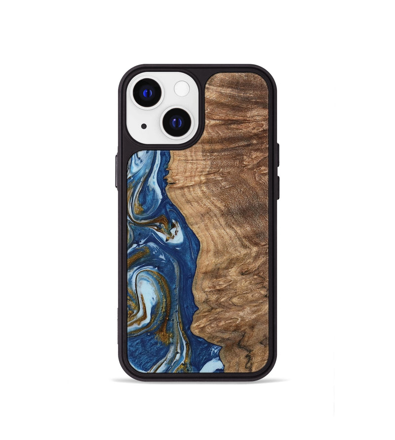 iPhone 13 mini Wood Phone Case - Chong (Teal & Gold, 743070)