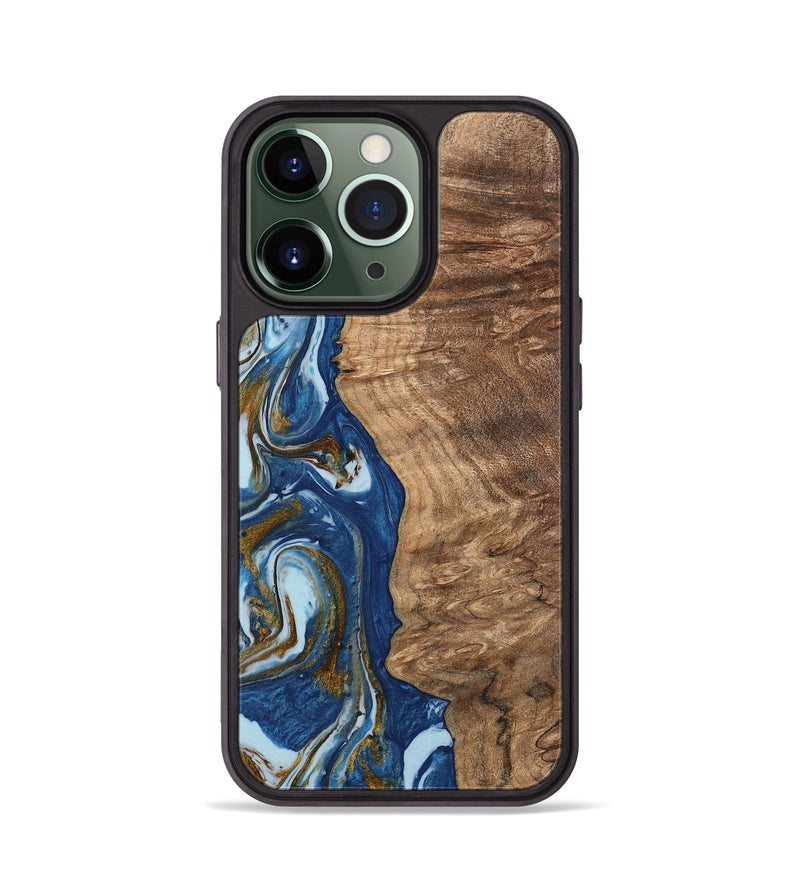 iPhone 13 Pro Wood Phone Case - Chong (Teal & Gold, 743070)