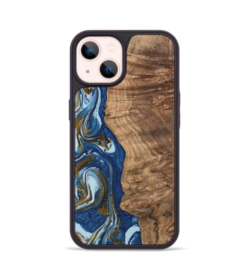 iPhone 14 Wood Phone Case - Chong (Teal & Gold, 743070)