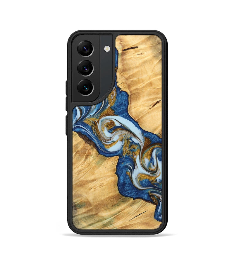 Galaxy S22 Wood Phone Case - Monling (Teal & Gold, 743072)