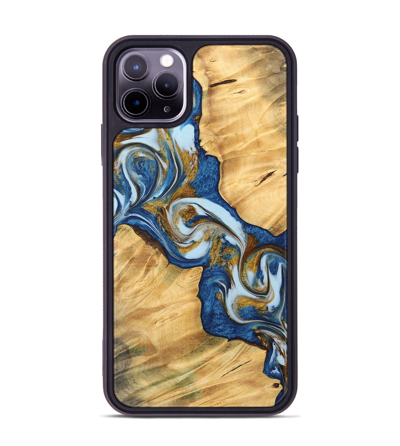 iPhone 11 Pro Max Wood Phone Case - Monling (Teal & Gold, 743072)