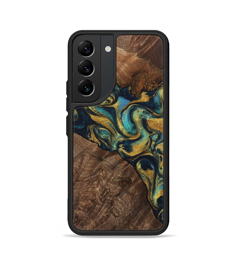 Galaxy S22 Wood Phone Case - Davian (Teal & Gold, 743077)