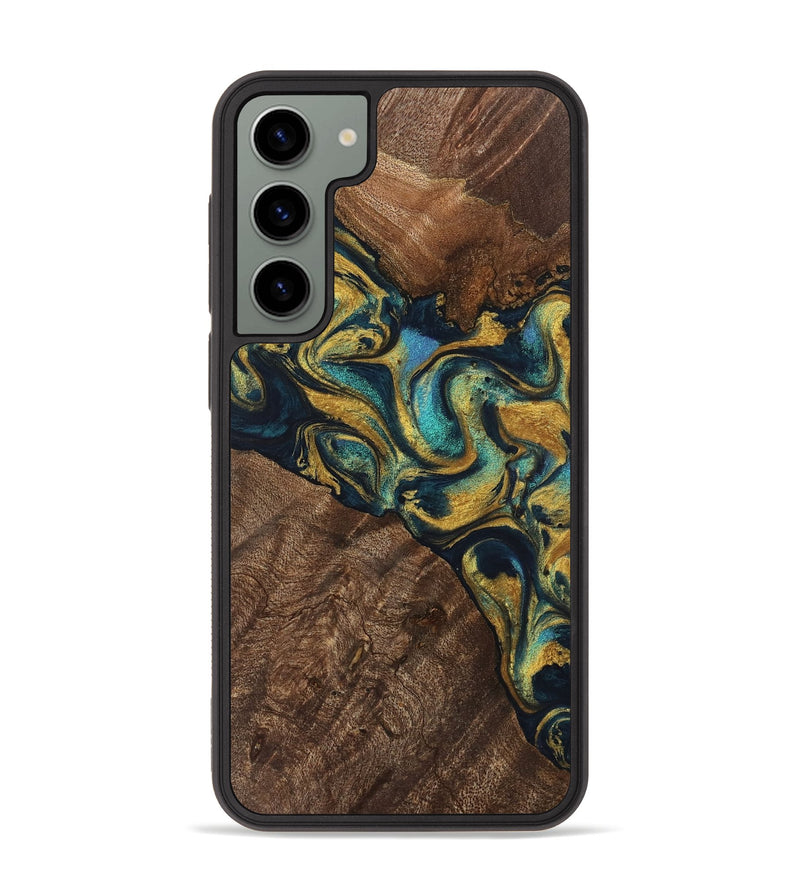 Galaxy S23 Plus Wood Phone Case - Davian (Teal & Gold, 743077)