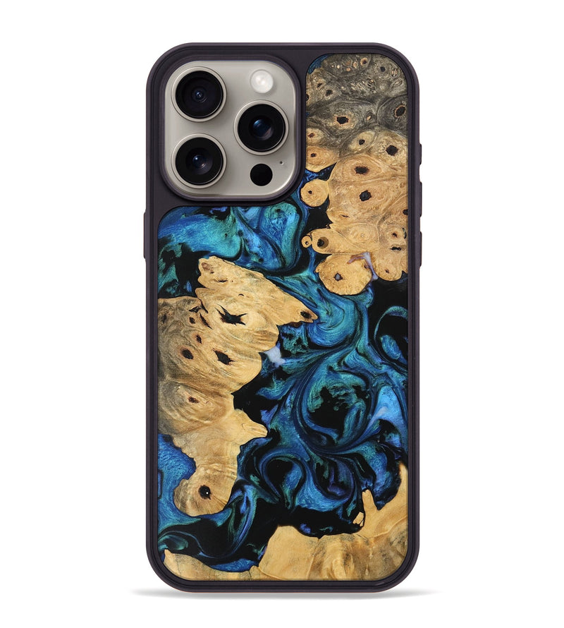 iPhone 15 Pro Max Wood Phone Case - Erdem (Blue, 743083)