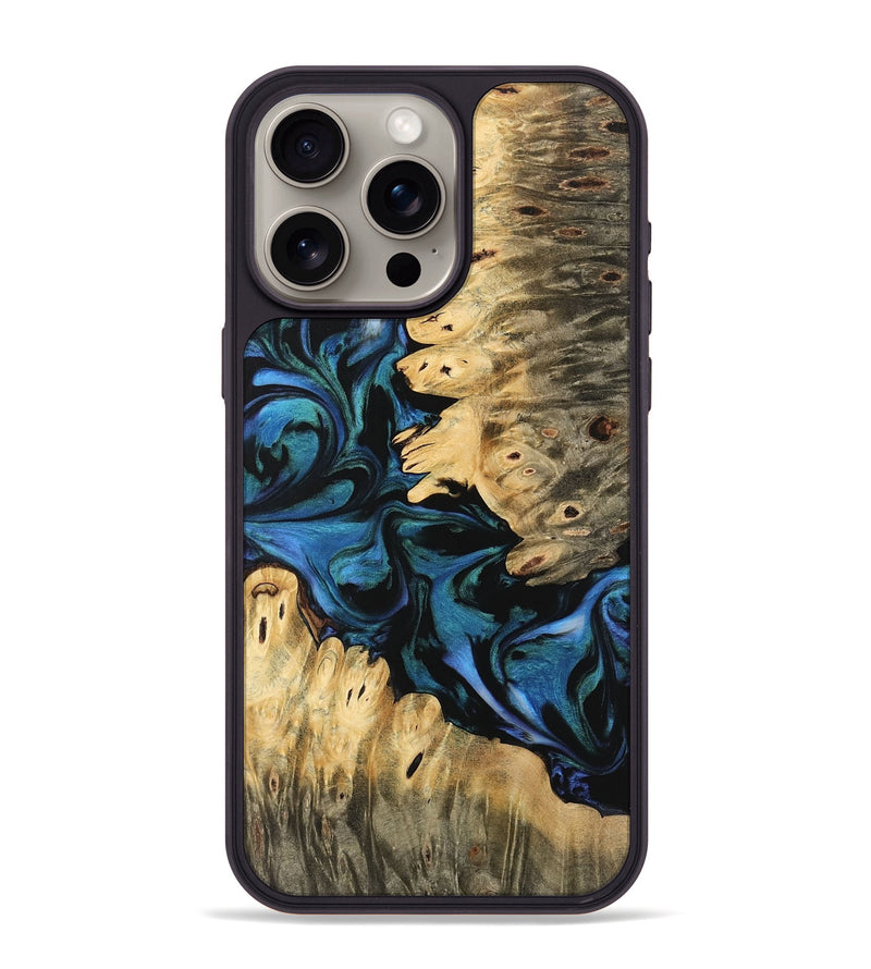 iPhone 15 Pro Max Wood Phone Case - Sati (Blue, 743084)