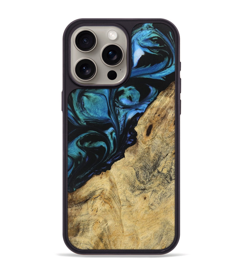 iPhone 15 Pro Max Wood Phone Case - Kiam (Blue, 743089)