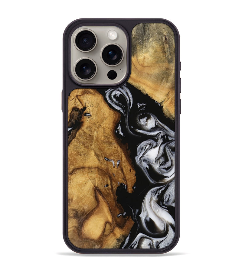 iPhone 15 Pro Max Wood Phone Case - Ailene (Black & White, 743119)