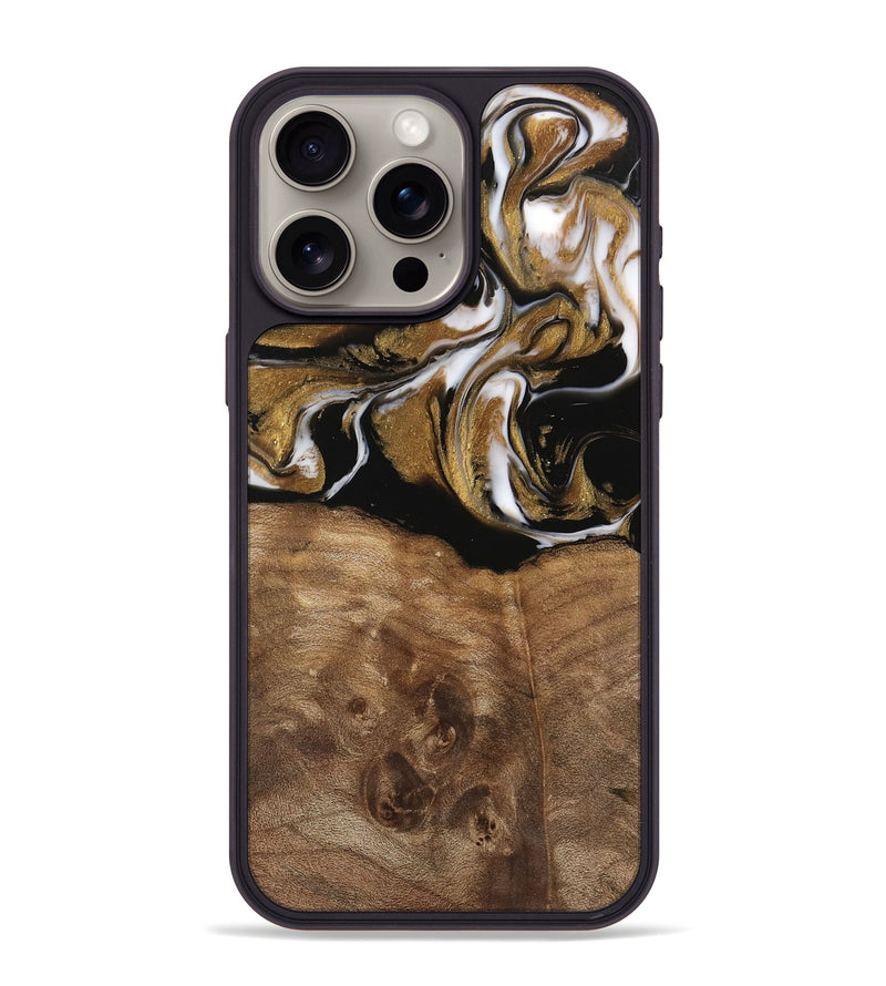 iPhone 15 Pro Max Wood Phone Case - Arietta (Black & White, 743124)