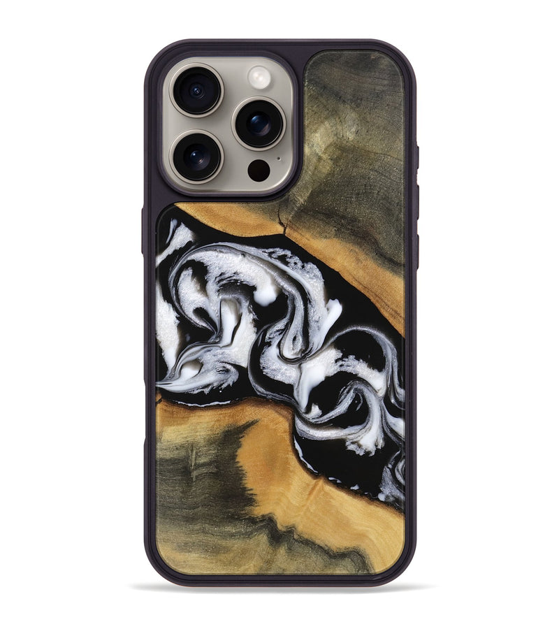 iPhone 16 Pro Max Wood Phone Case - Moina (Black & White, 743126)