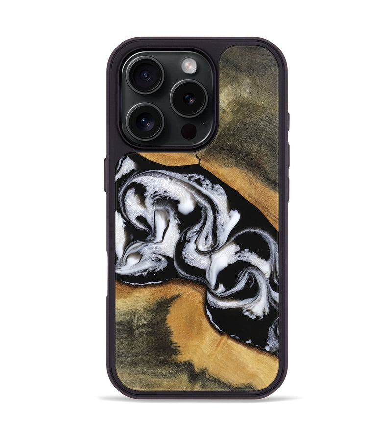 iPhone 16 Pro Wood Phone Case - Moina (Black & White, 743126)