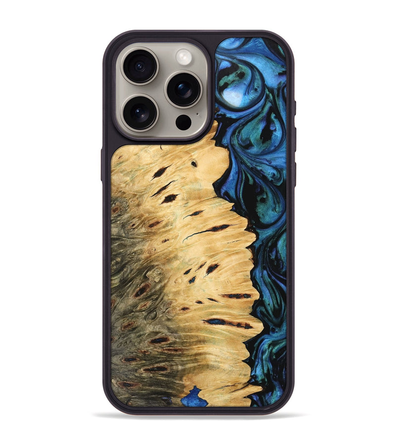 iPhone 15 Pro Max Wood Phone Case - Lenette (Blue, 743228)